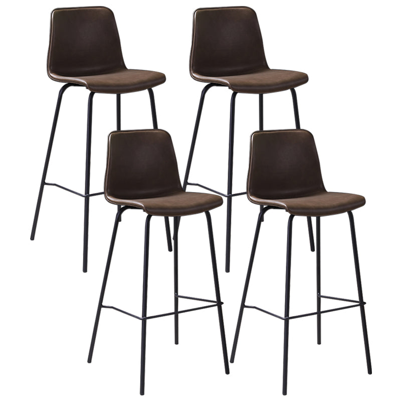 Industrial Black Metal Counter Stools Low Back Indoor Bar Stool with Bucket Seat Khaki Set of 4 Clearhalo 'Bar Furniture' 'Bar Stools' 'bar_stools' 'furniture_bar_stools' 'Kitchen & Dining Furniture' 'kitchen&dining_furn' 'kitchen' 'kitchen_furn' Furniture' 4183253