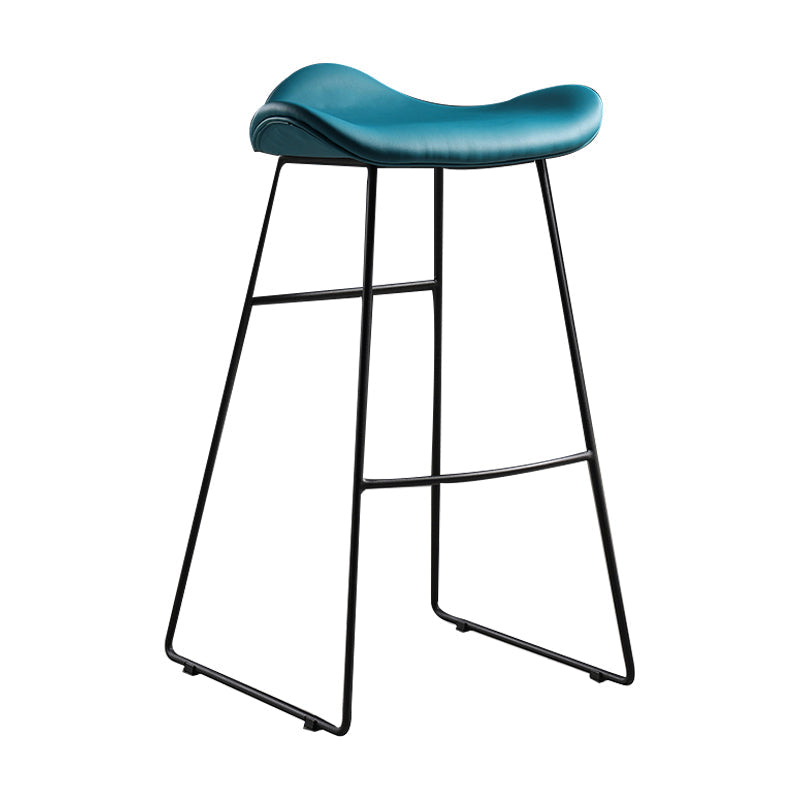 Upholstered 30" H Indoor Barstool Industrial Quilted Tall Stool with Footrest Blue 1 Piece Backless Clearhalo 'Bar Furniture' 'Bar Stools' 'bar_stools' 'furniture_bar_stools' 'Kitchen & Dining Furniture' 'kitchen&dining_furn' 'kitchen' 'kitchen_furn' Furniture' 4183259
