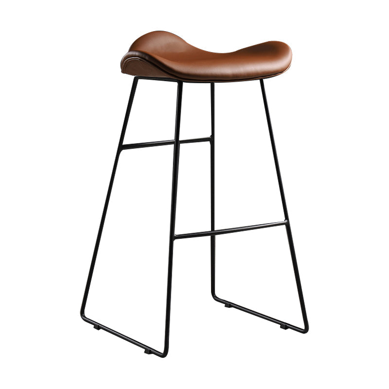 Upholstered 30" H Indoor Barstool Industrial Quilted Tall Stool with Footrest Dark Brown 1 Piece Backless Clearhalo 'Bar Furniture' 'Bar Stools' 'bar_stools' 'furniture_bar_stools' 'Kitchen & Dining Furniture' 'kitchen&dining_furn' 'kitchen' 'kitchen_furn' Furniture' 4183260