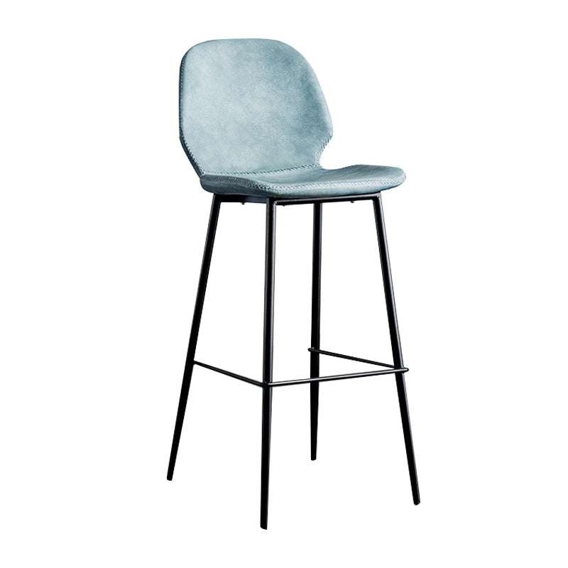 Upholstered 30" H Indoor Barstool Industrial Quilted Tall Stool with Footrest Blue 1 Piece Low Back Clearhalo 'Bar Furniture' 'Bar Stools' 'bar_stools' 'furniture_bar_stools' 'Kitchen & Dining Furniture' 'kitchen&dining_furn' 'kitchen' 'kitchen_furn' Furniture' 4183266