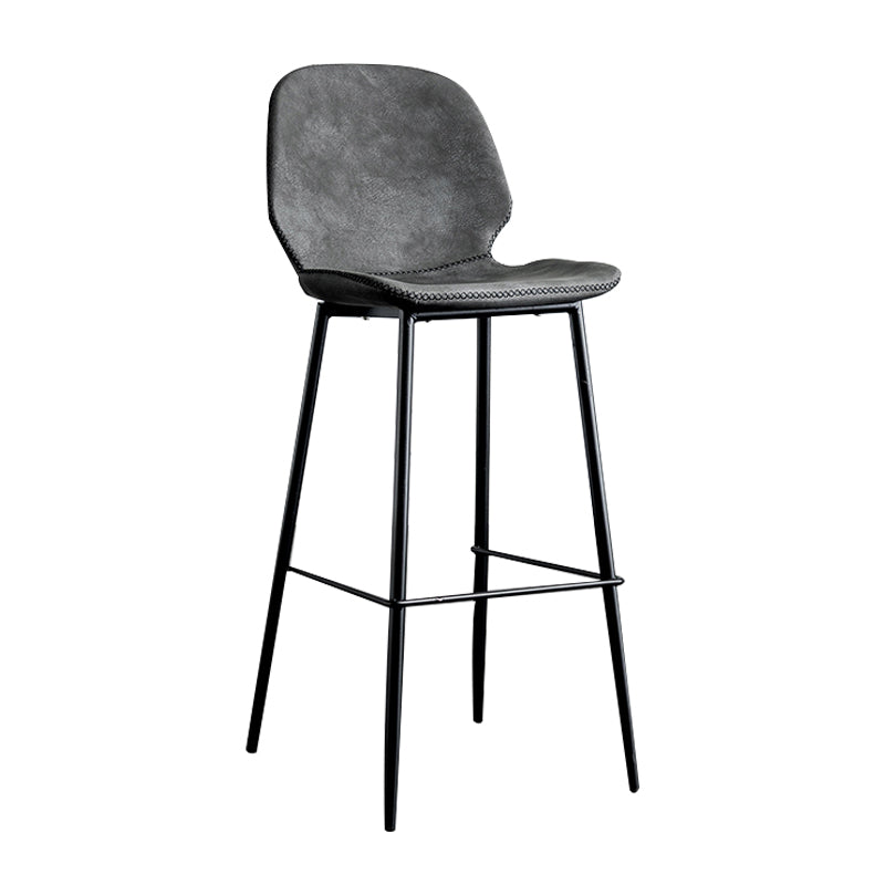 Upholstered 30" H Indoor Barstool Industrial Quilted Tall Stool with Footrest Grey 1 Piece Low Back Clearhalo 'Bar Furniture' 'Bar Stools' 'bar_stools' 'furniture_bar_stools' 'Kitchen & Dining Furniture' 'kitchen&dining_furn' 'kitchen' 'kitchen_furn' Furniture' 4183270