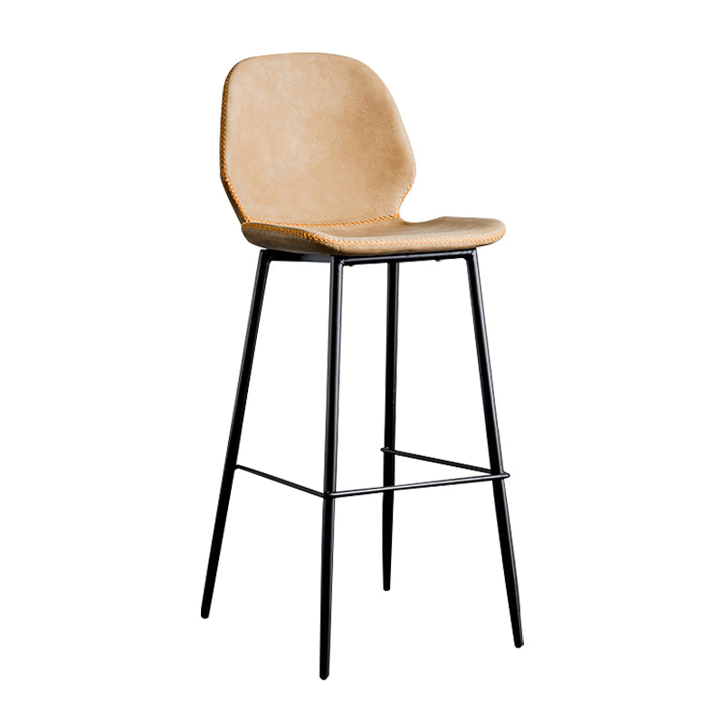 Upholstered 30" H Indoor Barstool Industrial Quilted Tall Stool with Footrest Light Brown 1 Piece Low Back Clearhalo 'Bar Furniture' 'Bar Stools' 'bar_stools' 'furniture_bar_stools' 'Kitchen & Dining Furniture' 'kitchen&dining_furn' 'kitchen' 'kitchen_furn' Furniture' 4183272