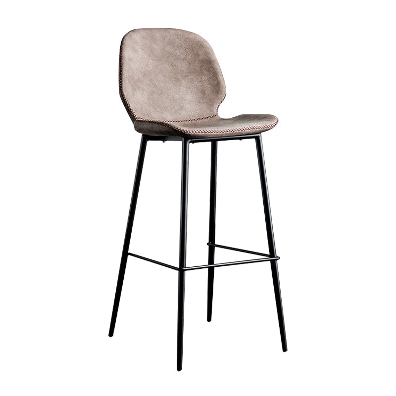 Upholstered 30" H Indoor Barstool Industrial Quilted Tall Stool with Footrest Dark Brown 1 Piece Low Back Clearhalo 'Bar Furniture' 'Bar Stools' 'bar_stools' 'furniture_bar_stools' 'Kitchen & Dining Furniture' 'kitchen&dining_furn' 'kitchen' 'kitchen_furn' Furniture' 4183275