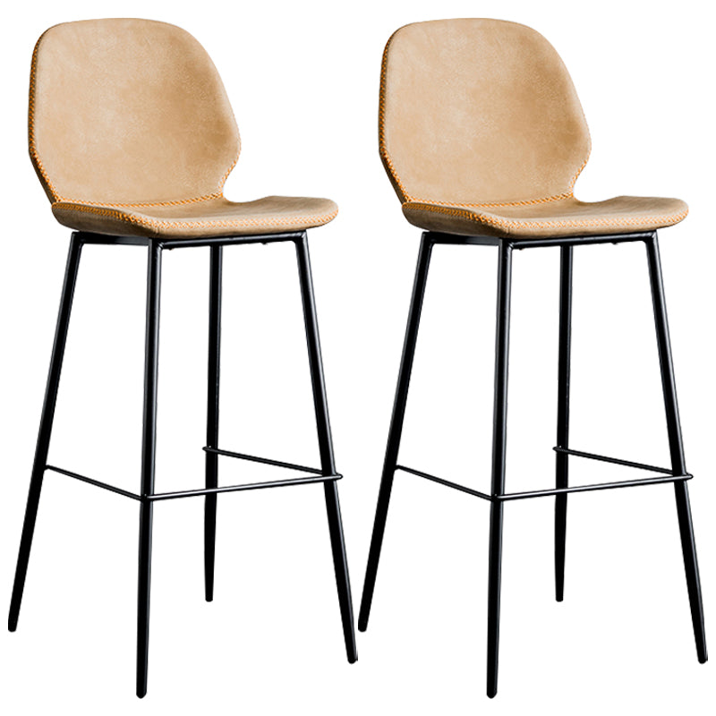 Upholstered 30" H Indoor Barstool Industrial Quilted Tall Stool with Footrest Light Brown Set of 2 Low Back Clearhalo 'Bar Furniture' 'Bar Stools' 'bar_stools' 'furniture_bar_stools' 'Kitchen & Dining Furniture' 'kitchen&dining_furn' 'kitchen' 'kitchen_furn' Furniture' 4183277