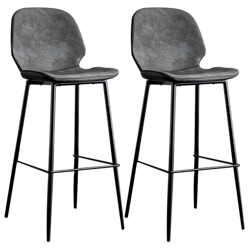 Upholstered 30" H Indoor Barstool Industrial Quilted Tall Stool with Footrest Grey Set of 2 Low Back Clearhalo 'Bar Furniture' 'Bar Stools' 'bar_stools' 'furniture_bar_stools' 'Kitchen & Dining Furniture' 'kitchen&dining_furn' 'kitchen' 'kitchen_furn' Furniture' 4183278