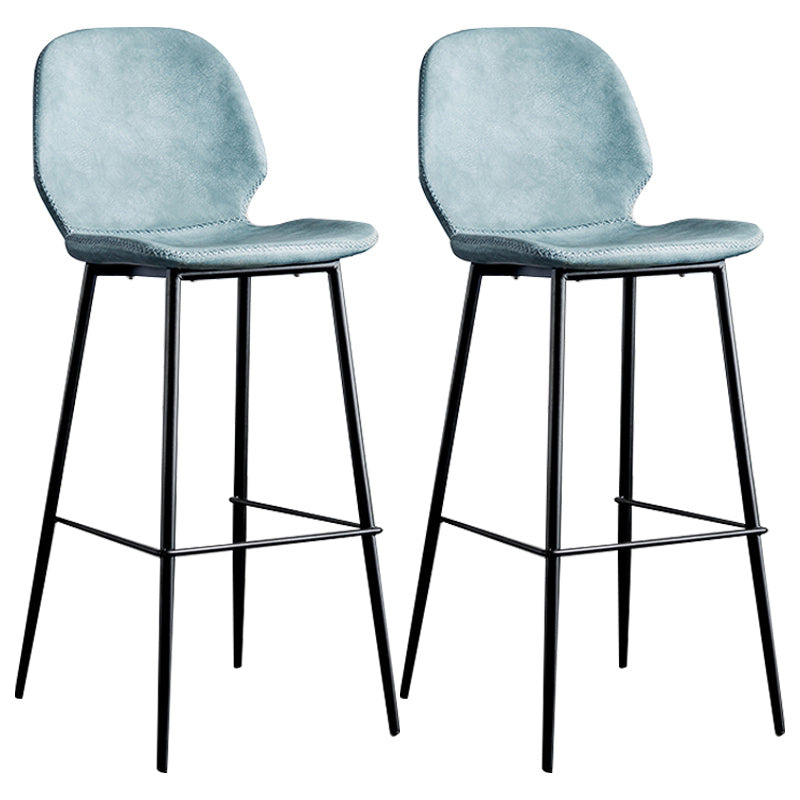 Upholstered 30" H Indoor Barstool Industrial Quilted Tall Stool with Footrest Blue Set of 2 Low Back Clearhalo 'Bar Furniture' 'Bar Stools' 'bar_stools' 'furniture_bar_stools' 'Kitchen & Dining Furniture' 'kitchen&dining_furn' 'kitchen' 'kitchen_furn' Furniture' 4183280