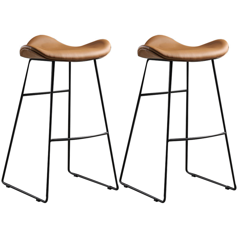 Upholstered 30" H Indoor Barstool Industrial Quilted Tall Stool with Footrest Light Brown Set of 2 Backless Clearhalo 'Bar Furniture' 'Bar Stools' 'bar_stools' 'furniture_bar_stools' 'Kitchen & Dining Furniture' 'kitchen&dining_furn' 'kitchen' 'kitchen_furn' Furniture' 4183281