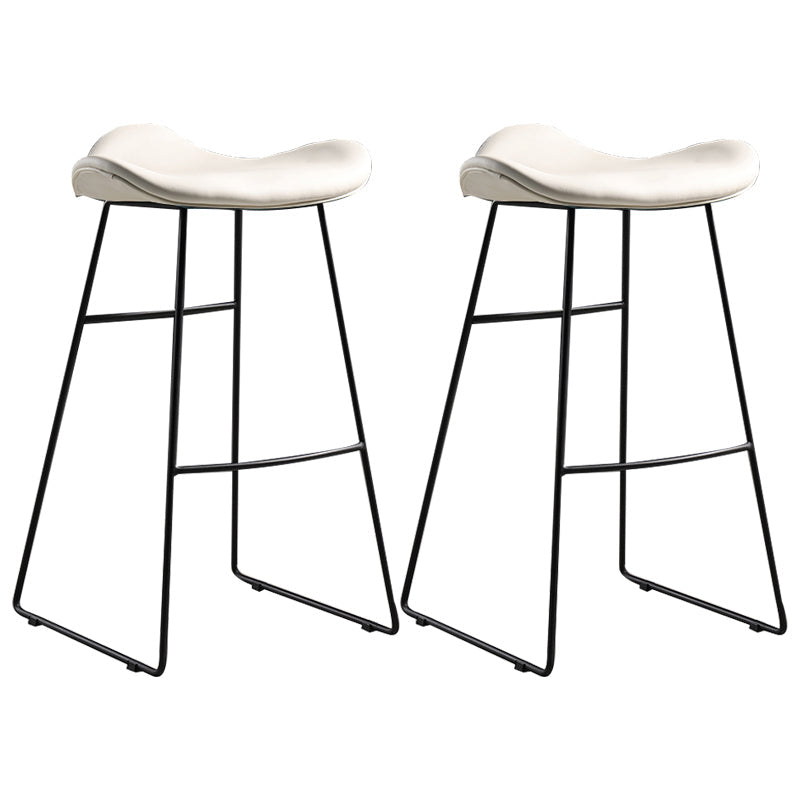 Upholstered 30" H Indoor Barstool Industrial Quilted Tall Stool with Footrest White Set of 2 Backless Clearhalo 'Bar Furniture' 'Bar Stools' 'bar_stools' 'furniture_bar_stools' 'Kitchen & Dining Furniture' 'kitchen&dining_furn' 'kitchen' 'kitchen_furn' Furniture' 4183282