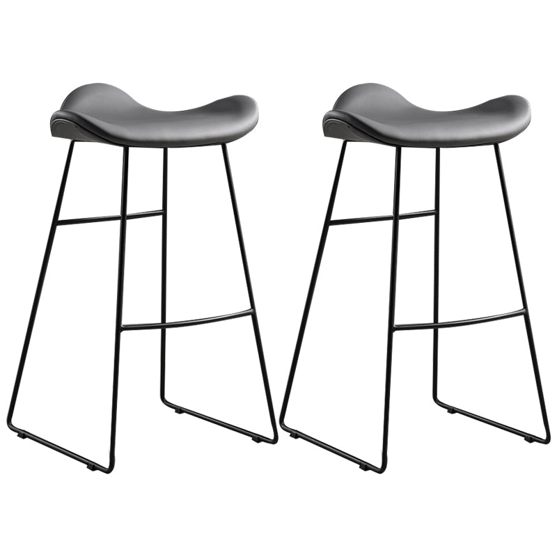 Upholstered 30" H Indoor Barstool Industrial Quilted Tall Stool with Footrest Grey Set of 2 Backless Clearhalo 'Bar Furniture' 'Bar Stools' 'bar_stools' 'furniture_bar_stools' 'Kitchen & Dining Furniture' 'kitchen&dining_furn' 'kitchen' 'kitchen_furn' Furniture' 4183283