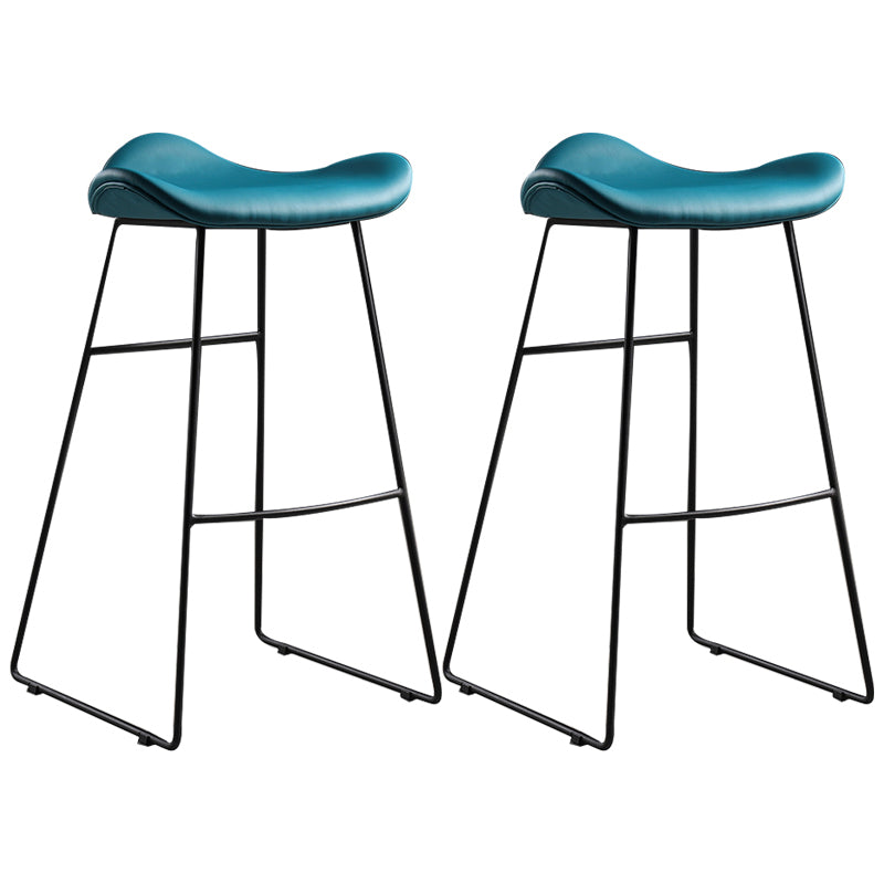 Upholstered 30" H Indoor Barstool Industrial Quilted Tall Stool with Footrest Blue Set of 2 Backless Clearhalo 'Bar Furniture' 'Bar Stools' 'bar_stools' 'furniture_bar_stools' 'Kitchen & Dining Furniture' 'kitchen&dining_furn' 'kitchen' 'kitchen_furn' Furniture' 4183285