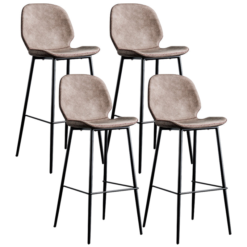 Upholstered 30" H Indoor Barstool Industrial Quilted Tall Stool with Footrest Dark Brown Set of 4 Low Back Clearhalo 'Bar Furniture' 'Bar Stools' 'bar_stools' 'furniture_bar_stools' 'Kitchen & Dining Furniture' 'kitchen&dining_furn' 'kitchen' 'kitchen_furn' Furniture' 4183286