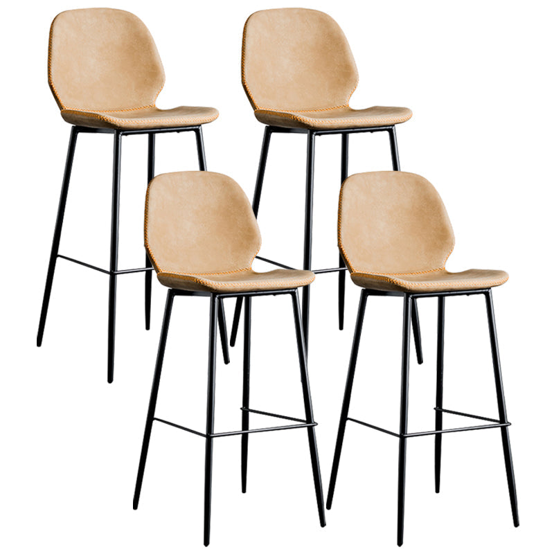 Upholstered 30" H Indoor Barstool Industrial Quilted Tall Stool with Footrest Light Brown Set of 4 Low Back Clearhalo 'Bar Furniture' 'Bar Stools' 'bar_stools' 'furniture_bar_stools' 'Kitchen & Dining Furniture' 'kitchen&dining_furn' 'kitchen' 'kitchen_furn' Furniture' 4183287