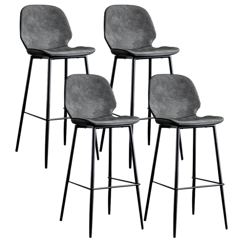 Upholstered 30" H Indoor Barstool Industrial Quilted Tall Stool with Footrest Grey Set of 4 Low Back Clearhalo 'Bar Furniture' 'Bar Stools' 'bar_stools' 'furniture_bar_stools' 'Kitchen & Dining Furniture' 'kitchen&dining_furn' 'kitchen' 'kitchen_furn' Furniture' 4183288