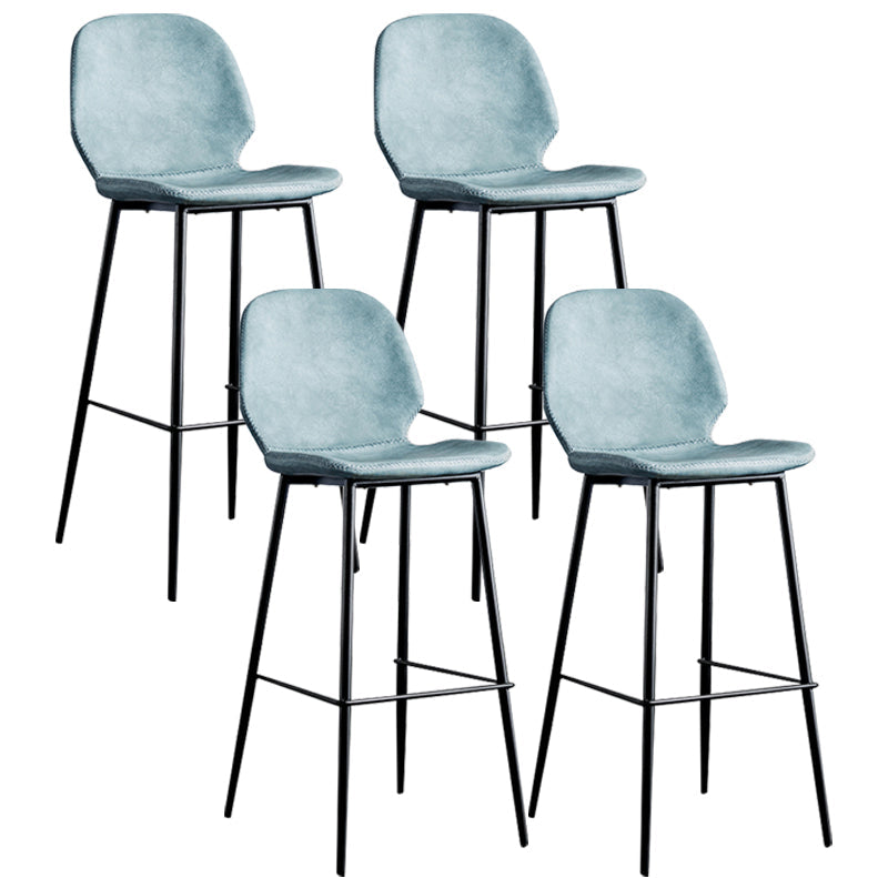 Upholstered 30" H Indoor Barstool Industrial Quilted Tall Stool with Footrest Blue Set of 4 Low Back Clearhalo 'Bar Furniture' 'Bar Stools' 'bar_stools' 'furniture_bar_stools' 'Kitchen & Dining Furniture' 'kitchen&dining_furn' 'kitchen' 'kitchen_furn' Furniture' 4183290