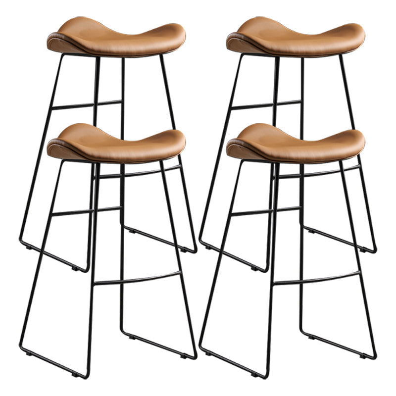 Upholstered 30" H Indoor Barstool Industrial Quilted Tall Stool with Footrest Light Brown Set of 4 Backless Clearhalo 'Bar Furniture' 'Bar Stools' 'bar_stools' 'furniture_bar_stools' 'Kitchen & Dining Furniture' 'kitchen&dining_furn' 'kitchen' 'kitchen_furn' Furniture' 4183291