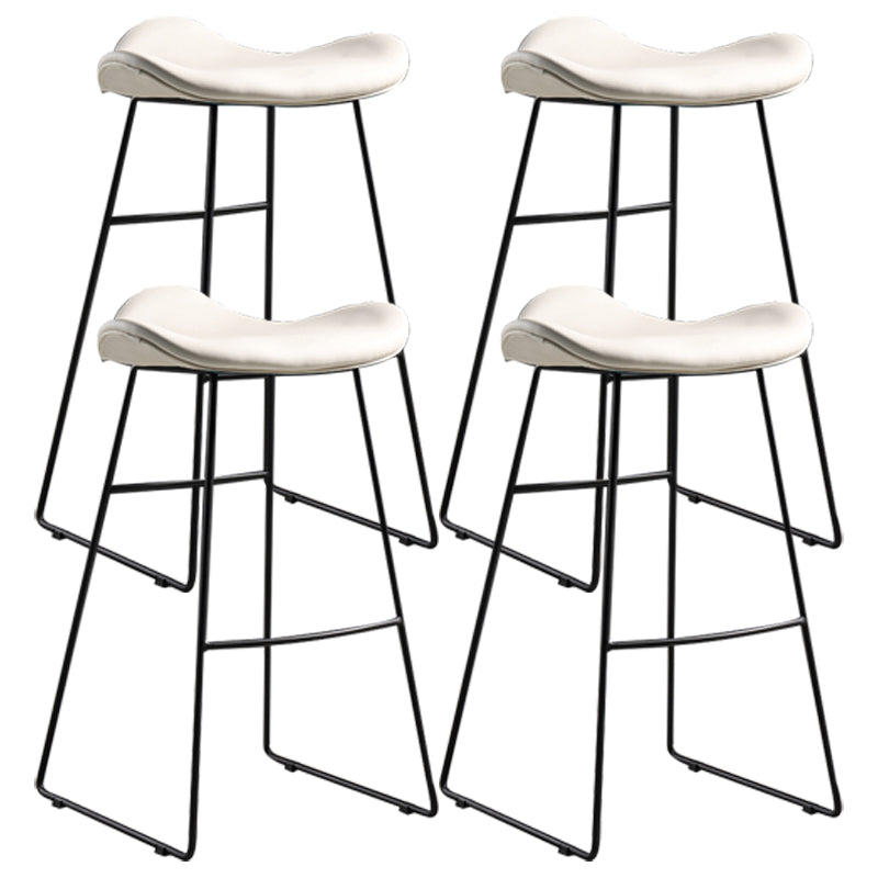 Upholstered 30" H Indoor Barstool Industrial Quilted Tall Stool with Footrest White Set of 4 Backless Clearhalo 'Bar Furniture' 'Bar Stools' 'bar_stools' 'furniture_bar_stools' 'Kitchen & Dining Furniture' 'kitchen&dining_furn' 'kitchen' 'kitchen_furn' Furniture' 4183292