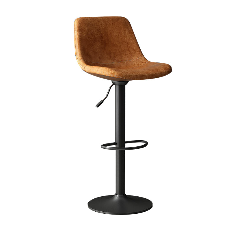 Industrial Style Bar Stools Leather Cushions Rotatable Counter Stools 1 Piece Brown Black Clearhalo 'Bar Furniture' 'Bar Stools' 'bar_stools' 'furniture_bar_stools' 'Kitchen & Dining Furniture' 'kitchen&dining_furn' 'kitchen' 'kitchen_furn' Furniture' 4183299