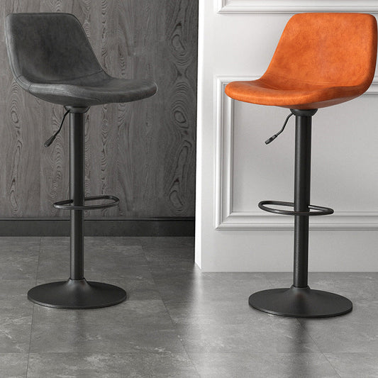 Industrial Style Bar Stools Leather Cushions Rotatable Counter Stools 1 Piece Clearhalo 'Bar Furniture' 'Bar Stools' 'bar_stools' 'furniture_bar_stools' 'Kitchen & Dining Furniture' 'kitchen&dining_furn' 'kitchen' 'kitchen_furn' Furniture' 4183305