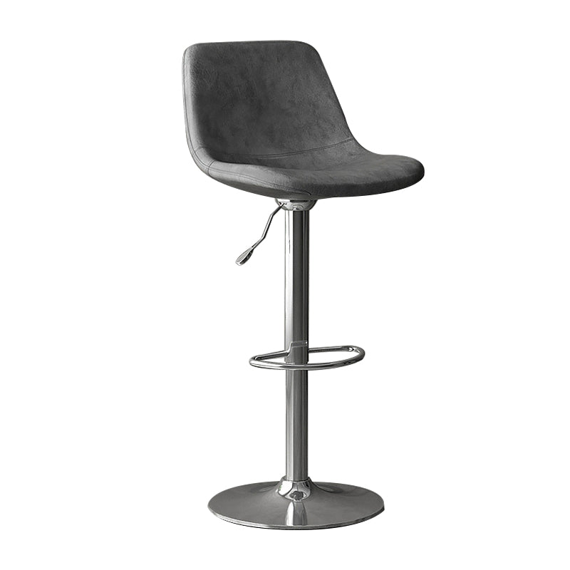 Industrial Style Bar Stools Leather Cushions Rotatable Counter Stools 1 Piece Grey Silver Clearhalo 'Bar Furniture' 'Bar Stools' 'bar_stools' 'furniture_bar_stools' 'Kitchen & Dining Furniture' 'kitchen&dining_furn' 'kitchen' 'kitchen_furn' Furniture' 4183308