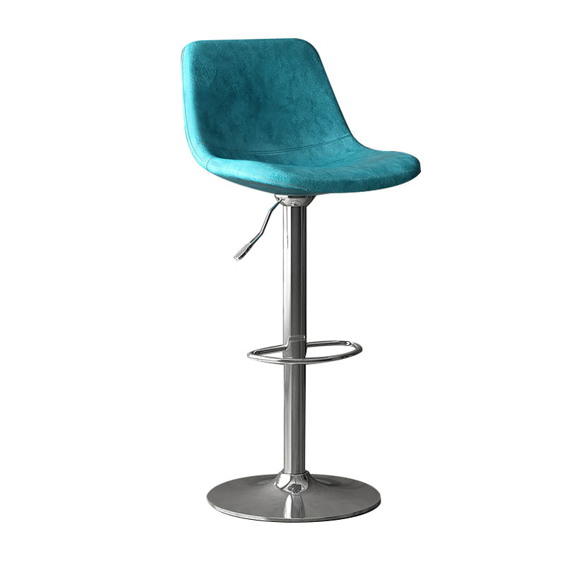 Industrial Style Bar Stools Leather Cushions Rotatable Counter Stools 1 Piece Blue Silver Clearhalo 'Bar Furniture' 'Bar Stools' 'bar_stools' 'furniture_bar_stools' 'Kitchen & Dining Furniture' 'kitchen&dining_furn' 'kitchen' 'kitchen_furn' Furniture' 4183312
