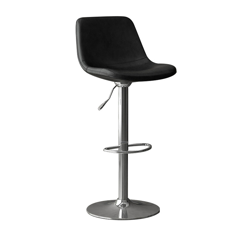 Industrial Style Bar Stools Leather Cushions Rotatable Counter Stools 1 Piece Black Silver Clearhalo 'Bar Furniture' 'Bar Stools' 'bar_stools' 'furniture_bar_stools' 'Kitchen & Dining Furniture' 'kitchen&dining_furn' 'kitchen' 'kitchen_furn' Furniture' 4183315