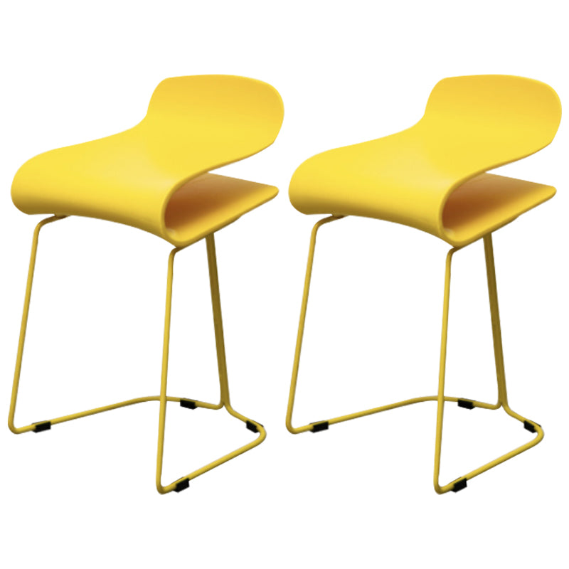 Industrial Iron Simple Barstool Indoor Tall Stool with ABS Seat Yellow Set of 2 Short Stool(22"H) Clearhalo 'Bar Furniture' 'Bar Stools' 'bar_stools' 'furniture_bar_stools' 'Kitchen & Dining Furniture' 'kitchen&dining_furn' 'kitchen' 'kitchen_furn' Furniture' 4183337