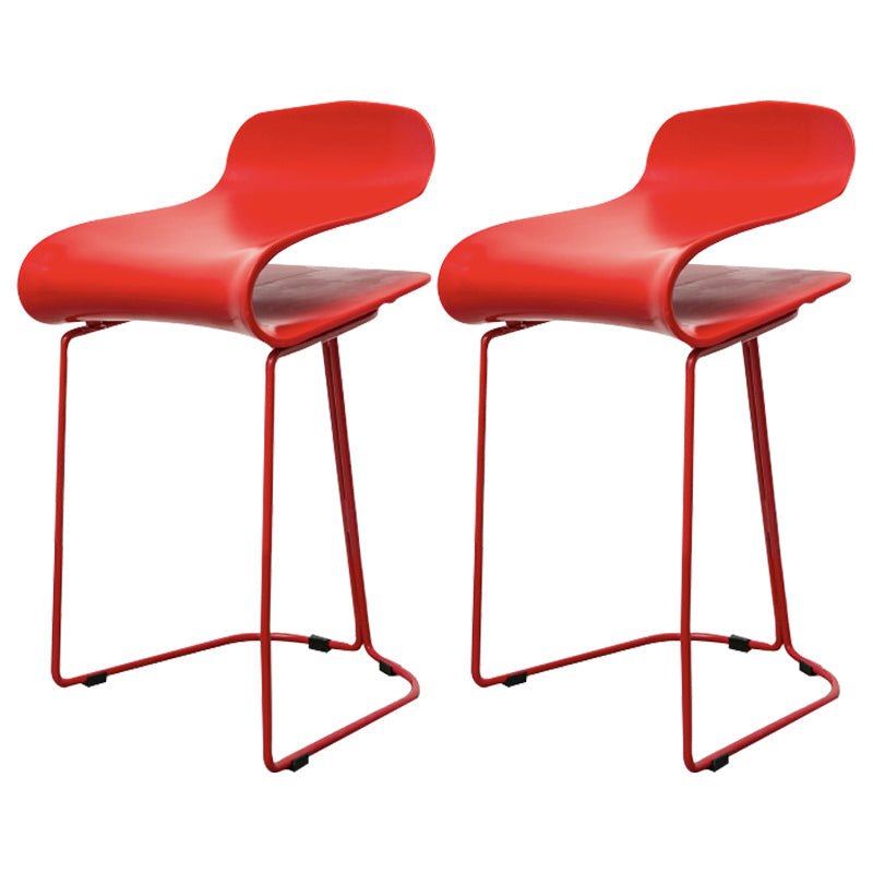 Industrial Iron Simple Barstool Indoor Tall Stool with ABS Seat Red Set of 2 Short Stool(22"H) Clearhalo 'Bar Furniture' 'Bar Stools' 'bar_stools' 'furniture_bar_stools' 'Kitchen & Dining Furniture' 'kitchen&dining_furn' 'kitchen' 'kitchen_furn' Furniture' 4183338