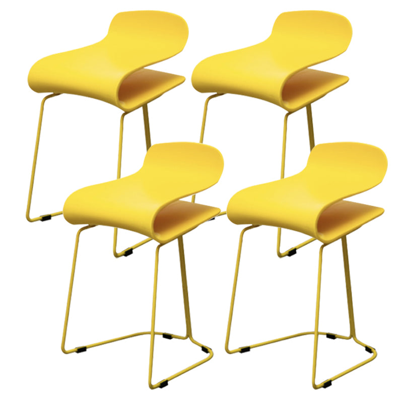 Industrial Iron Simple Barstool Indoor Tall Stool with ABS Seat Yellow Set of 4 Short Stool(22"H) Clearhalo 'Bar Furniture' 'Bar Stools' 'bar_stools' 'furniture_bar_stools' 'Kitchen & Dining Furniture' 'kitchen&dining_furn' 'kitchen' 'kitchen_furn' Furniture' 4183347