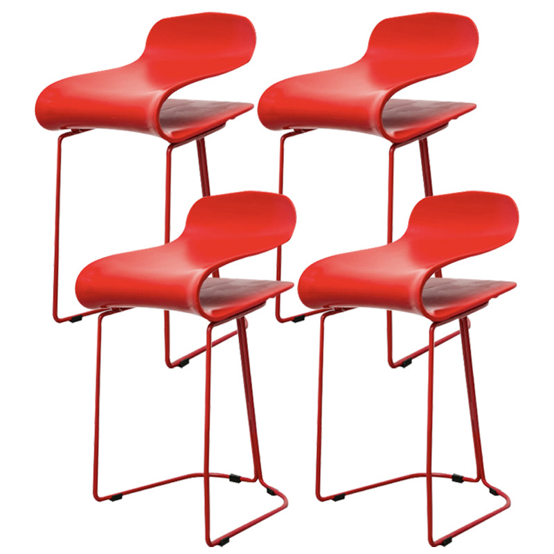 Industrial Iron Simple Barstool Indoor Tall Stool with ABS Seat Red Set of 4 Short Stool(22"H) Clearhalo 'Bar Furniture' 'Bar Stools' 'bar_stools' 'furniture_bar_stools' 'Kitchen & Dining Furniture' 'kitchen&dining_furn' 'kitchen' 'kitchen_furn' Furniture' 4183348