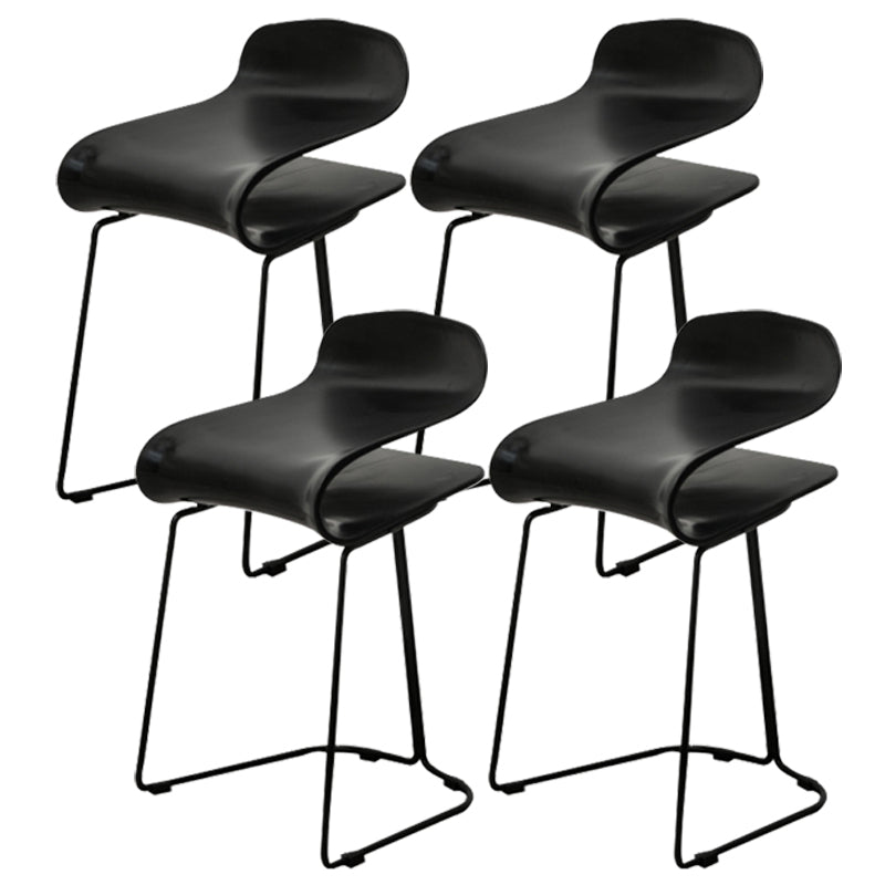 Industrial Iron Simple Barstool Indoor Tall Stool with ABS Seat Black Set of 4 Short Stool(22"H) Clearhalo 'Bar Furniture' 'Bar Stools' 'bar_stools' 'furniture_bar_stools' 'Kitchen & Dining Furniture' 'kitchen&dining_furn' 'kitchen' 'kitchen_furn' Furniture' 4183349
