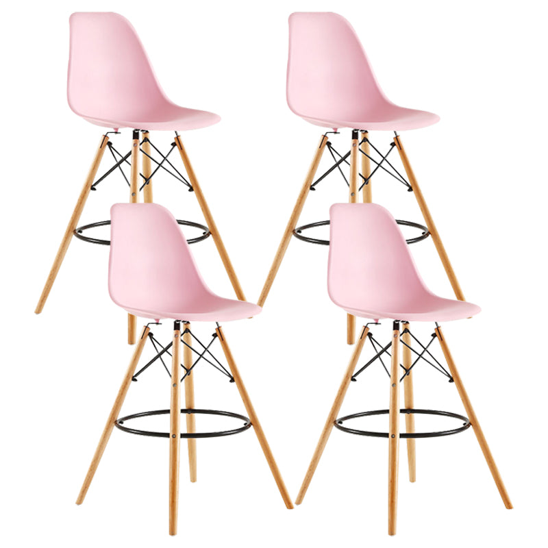 Modern Living Room Counter Stool Colorful Simple Stool with Wood Base Pink Set of 4 Clearhalo 'Bar Furniture' 'Bar Stools' 'bar_stools' 'furniture_bar_stools' 'Kitchen & Dining Furniture' 'kitchen&dining_furn' 'kitchen' 'kitchen_furn' Furniture' 4183361