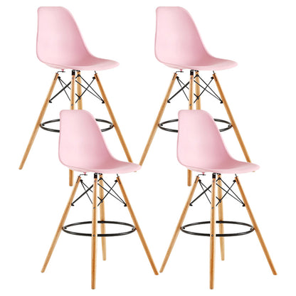Modern Living Room Counter Stool Colorful Simple Stool with Wood Base Pink Set of 4 Clearhalo 'Bar Furniture' 'Bar Stools' 'bar_stools' 'furniture_bar_stools' 'Kitchen & Dining Furniture' 'kitchen&dining_furn' 'kitchen' 'kitchen_furn' Furniture' 4183361