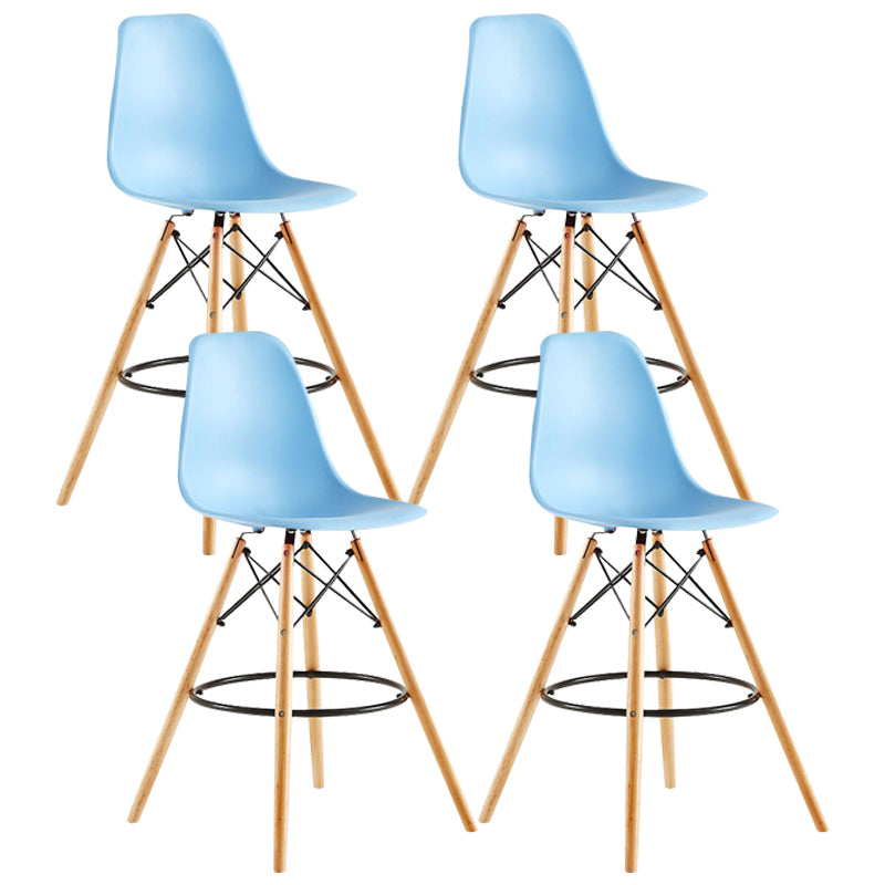 Modern Living Room Counter Stool Colorful Simple Stool with Wood Base Blue Set of 4 Clearhalo 'Bar Furniture' 'Bar Stools' 'bar_stools' 'furniture_bar_stools' 'Kitchen & Dining Furniture' 'kitchen&dining_furn' 'kitchen' 'kitchen_furn' Furniture' 4183364