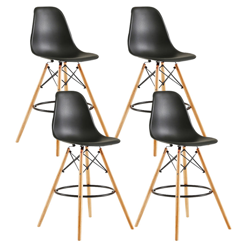 Modern Living Room Counter Stool Colorful Simple Stool with Wood Base Black Set of 4 Clearhalo 'Bar Furniture' 'Bar Stools' 'bar_stools' 'furniture_bar_stools' 'Kitchen & Dining Furniture' 'kitchen&dining_furn' 'kitchen' 'kitchen_furn' Furniture' 4183371