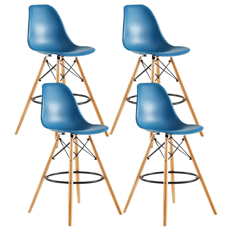 Modern Living Room Counter Stool Colorful Simple Stool with Wood Base Dark Blue Set of 4 Clearhalo 'Bar Furniture' 'Bar Stools' 'bar_stools' 'furniture_bar_stools' 'Kitchen & Dining Furniture' 'kitchen&dining_furn' 'kitchen' 'kitchen_furn' Furniture' 4183373