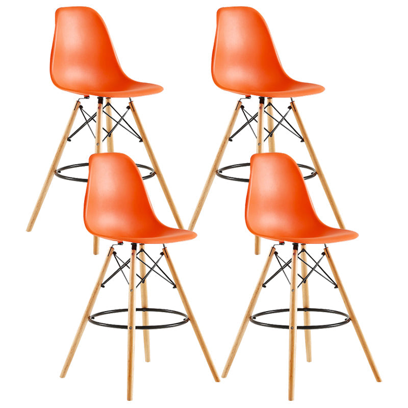 Modern Living Room Counter Stool Colorful Simple Stool with Wood Base Orange Set of 4 Clearhalo 'Bar Furniture' 'Bar Stools' 'bar_stools' 'furniture_bar_stools' 'Kitchen & Dining Furniture' 'kitchen&dining_furn' 'kitchen' 'kitchen_furn' Furniture' 4183374