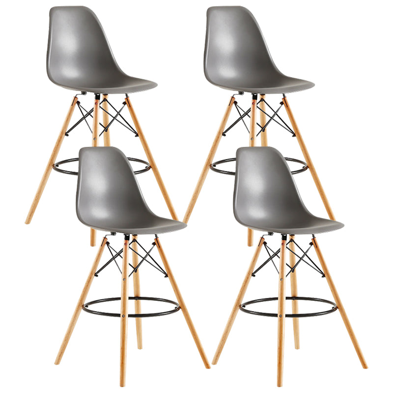Modern Living Room Counter Stool Colorful Simple Stool with Wood Base Dark Gray Set of 4 Clearhalo 'Bar Furniture' 'Bar Stools' 'bar_stools' 'furniture_bar_stools' 'Kitchen & Dining Furniture' 'kitchen&dining_furn' 'kitchen' 'kitchen_furn' Furniture' 4183376