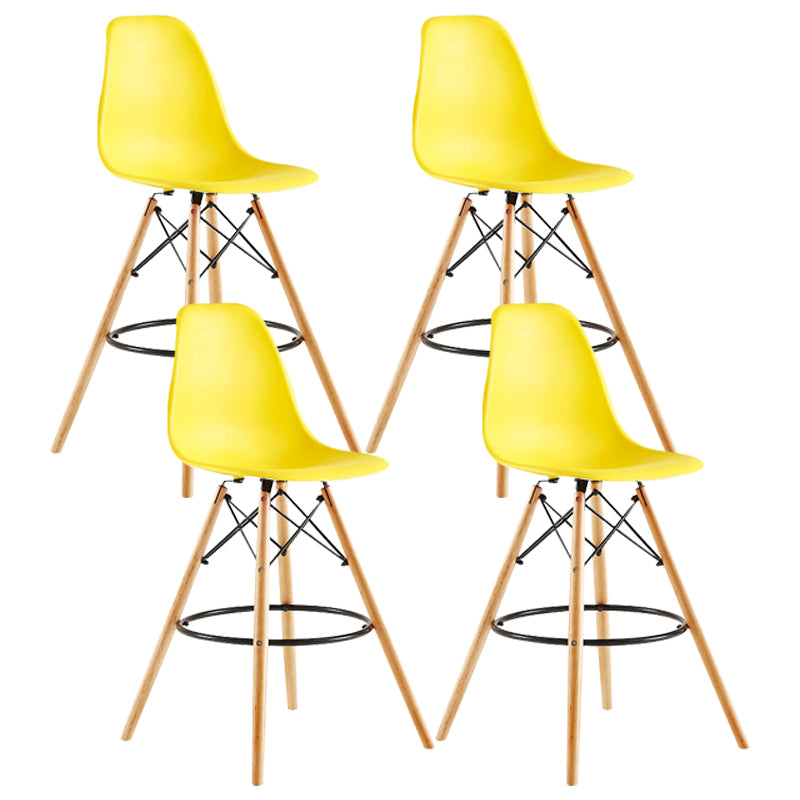 Modern Living Room Counter Stool Colorful Simple Stool with Wood Base Yellow Set of 4 Clearhalo 'Bar Furniture' 'Bar Stools' 'bar_stools' 'furniture_bar_stools' 'Kitchen & Dining Furniture' 'kitchen&dining_furn' 'kitchen' 'kitchen_furn' Furniture' 4183378