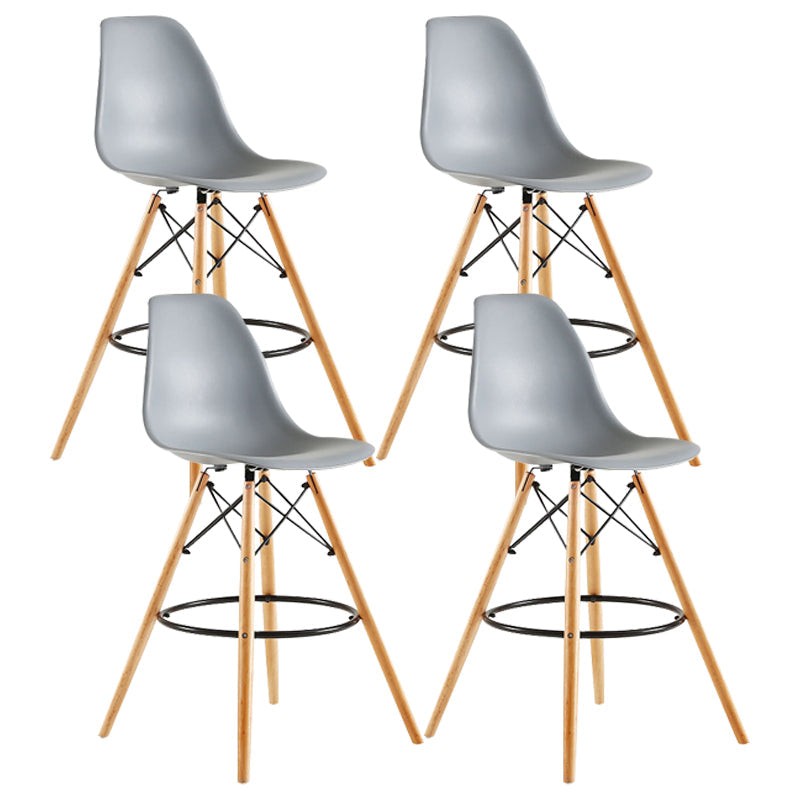 Modern Living Room Counter Stool Colorful Simple Stool with Wood Base Grey Set of 4 Clearhalo 'Bar Furniture' 'Bar Stools' 'bar_stools' 'furniture_bar_stools' 'Kitchen & Dining Furniture' 'kitchen&dining_furn' 'kitchen' 'kitchen_furn' Furniture' 4183382
