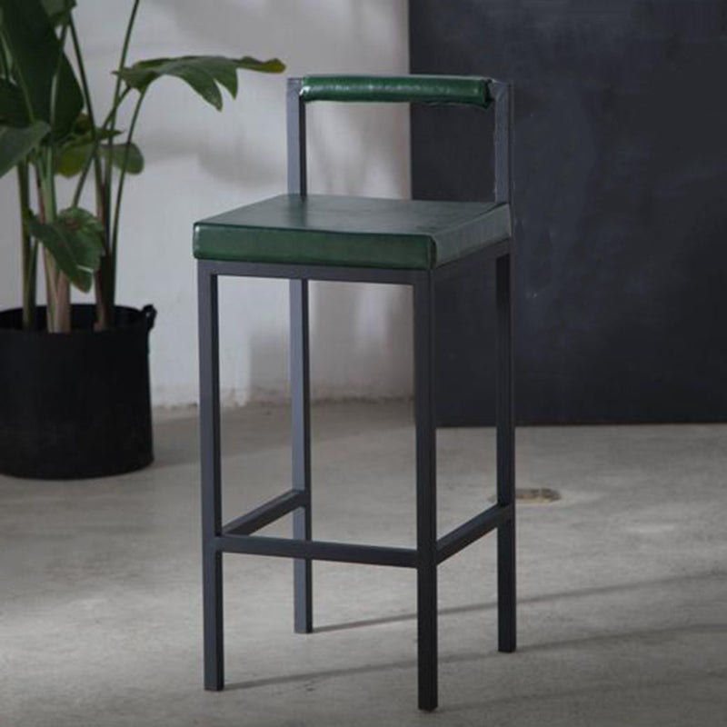 Industrial Green Upholstered Barstool Indoor Distressed Tall Stool with Square Seat Clearhalo 'Bar Furniture' 'Bar Stools' 'bar_stools' 'furniture_bar_stools' 'Kitchen & Dining Furniture' 'kitchen&dining_furn' 'kitchen' 'kitchen_furn' Furniture' 4183387