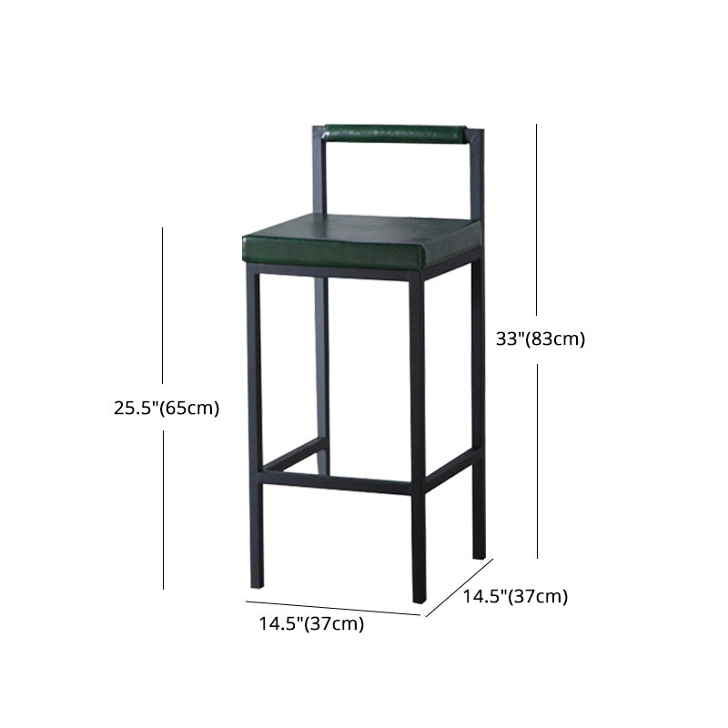 Industrial Green Upholstered Barstool Indoor Distressed Tall Stool with Square Seat Clearhalo 'Bar Furniture' 'Bar Stools' 'bar_stools' 'furniture_bar_stools' 'Kitchen & Dining Furniture' 'kitchen&dining_furn' 'kitchen' 'kitchen_furn' Furniture' 4183392