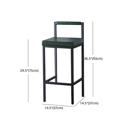 Industrial Green Upholstered Barstool Indoor Distressed Tall Stool with Square Seat Clearhalo 'Bar Furniture' 'Bar Stools' 'bar_stools' 'furniture_bar_stools' 'Kitchen & Dining Furniture' 'kitchen&dining_furn' 'kitchen' 'kitchen_furn' Furniture' 4183393