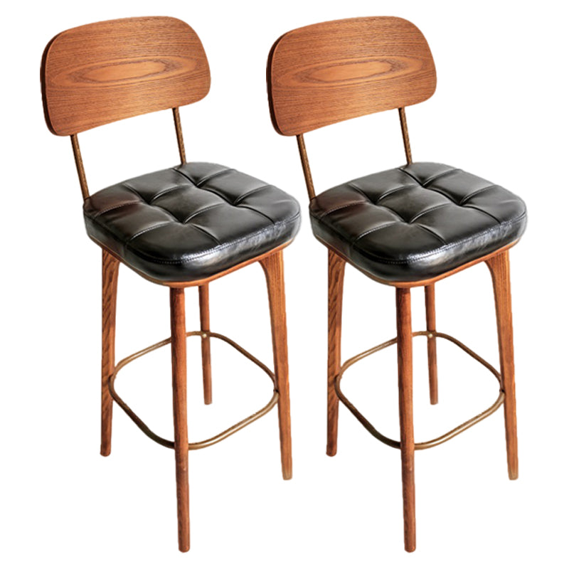 Industrial Style Counter Stools Wood Upholstered Bar Stools Bristol with Square Seat Black Set of 2 Clearhalo 'Bar Furniture' 'Bar Stools' 'bar_stools' 'furniture_bar_stools' 'Kitchen & Dining Furniture' 'kitchen&dining_furn' 'kitchen' 'kitchen_furn' Furniture' 4183474
