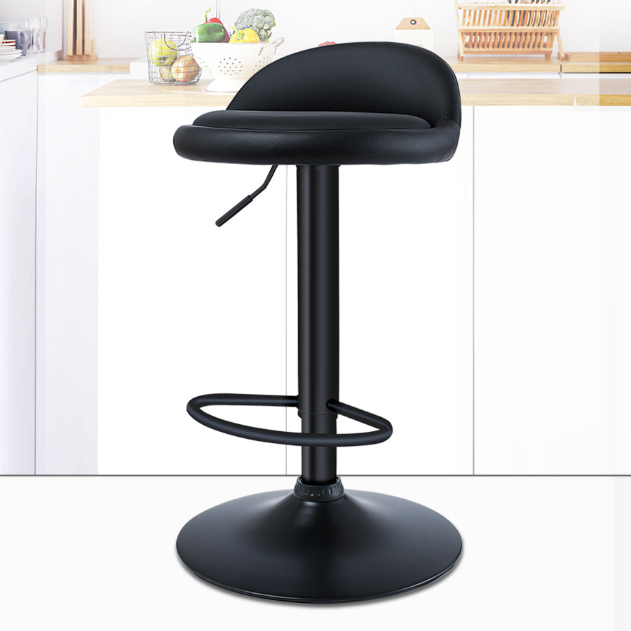 Black Modern Metal Bar Stool Adjustable Footrest Low Back Indoor Stool With Footrest Clearhalo 'Bar Furniture' 'Bar Stools' 'bar_stools' 'furniture_bar_stools' 'Kitchen & Dining Furniture' 'kitchen&dining_furn' 'kitchen' 'kitchen_furn' Furniture' 4183530