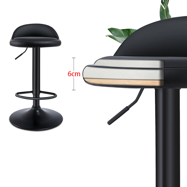 Black Modern Metal Bar Stool Adjustable Footrest Low Back Indoor Stool Clearhalo 'Bar Furniture' 'Bar Stools' 'bar_stools' 'furniture_bar_stools' 'Kitchen & Dining Furniture' 'kitchen&dining_furn' 'kitchen' 'kitchen_furn' Furniture' 4183535