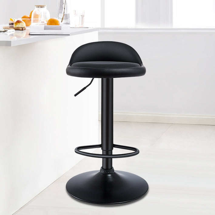 Black Modern Metal Bar Stool Adjustable Footrest Low Back Indoor Stool Clearhalo 'Bar Furniture' 'Bar Stools' 'bar_stools' 'furniture_bar_stools' 'Kitchen & Dining Furniture' 'kitchen&dining_furn' 'kitchen' 'kitchen_furn' Furniture' 4183539