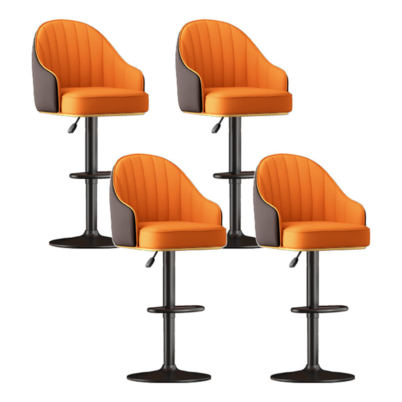 Adjustable Height Counter & Bar Stool Indoor Leather Bucket Footrest Stool Orange Set of 4 Clearhalo 'Bar Furniture' 'Bar Stools' 'bar_stools' 'furniture_bar_stools' 'Kitchen & Dining Furniture' 'kitchen&dining_furn' 'kitchen' 'kitchen_furn' Furniture' 4183545