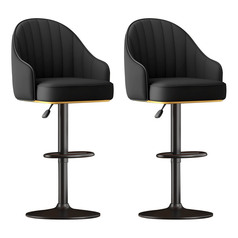 Adjustable Height Counter & Bar Stool Indoor Leather Bucket Footrest Stool Black Set of 2 Clearhalo 'Bar Furniture' 'Bar Stools' 'bar_stools' 'furniture_bar_stools' 'Kitchen & Dining Furniture' 'kitchen&dining_furn' 'kitchen' 'kitchen_furn' Furniture' 4183546