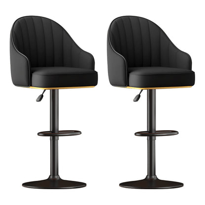 Adjustable Height Counter & Bar Stool Indoor Leather Bucket Footrest Stool Black Set of 2 Clearhalo 'Bar Furniture' 'Bar Stools' 'bar_stools' 'furniture_bar_stools' 'Kitchen & Dining Furniture' 'kitchen&dining_furn' 'kitchen' 'kitchen_furn' Furniture' 4183546
