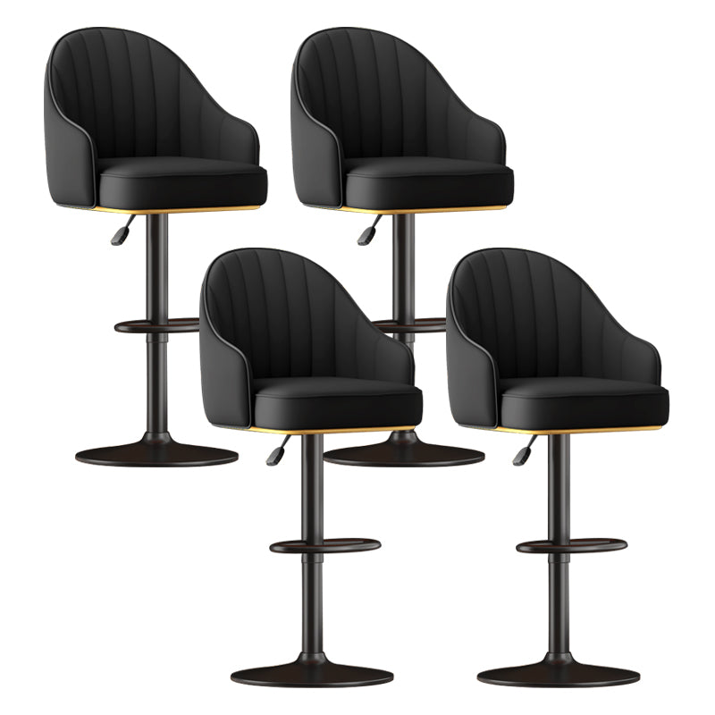 Adjustable Height Counter & Bar Stool Indoor Leather Bucket Footrest Stool Black Set of 4 Clearhalo 'Bar Furniture' 'Bar Stools' 'bar_stools' 'furniture_bar_stools' 'Kitchen & Dining Furniture' 'kitchen&dining_furn' 'kitchen' 'kitchen_furn' Furniture' 4183548